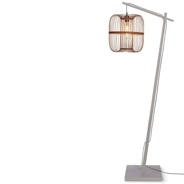 Lampadaire bambou abat-jour bambou blanc/naturel
