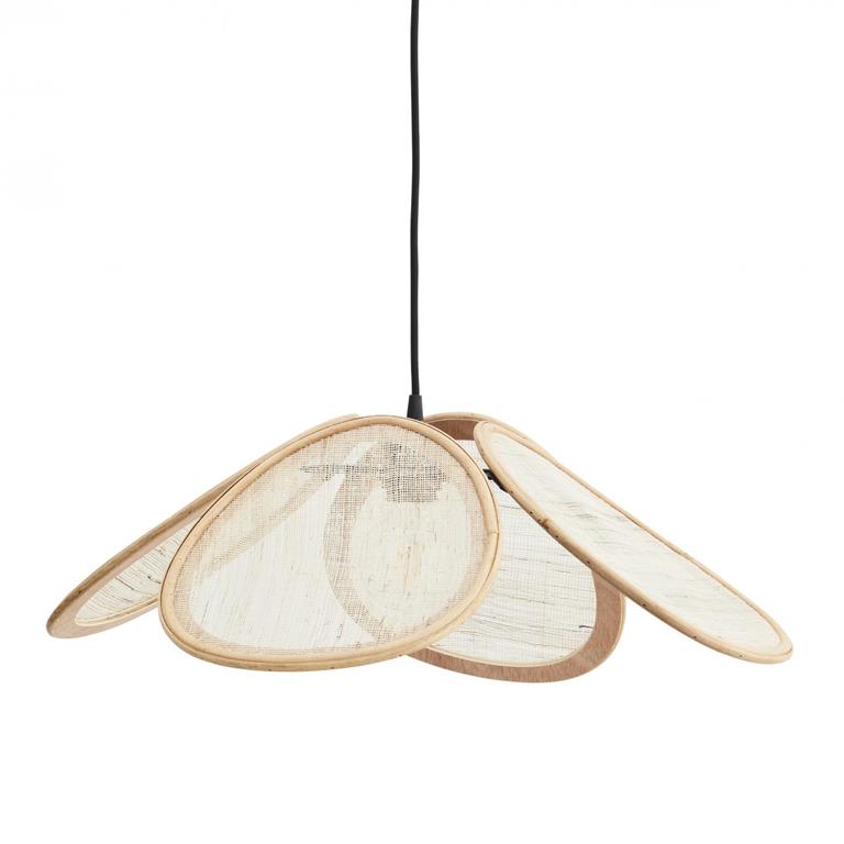 Lampe suspension en rotin et lin