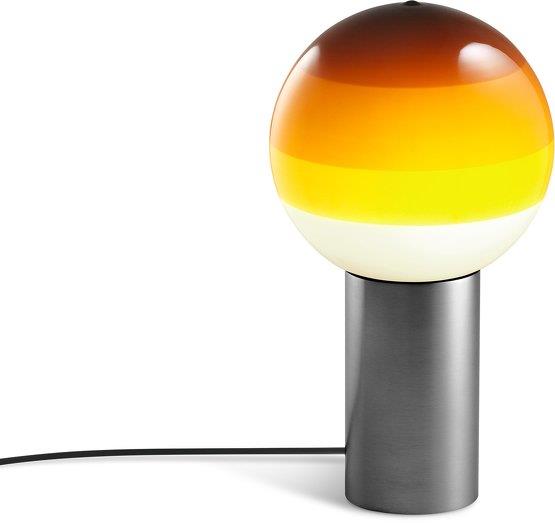 Lampe de bureau en métal et verre soufflé ambré et gris Dipping