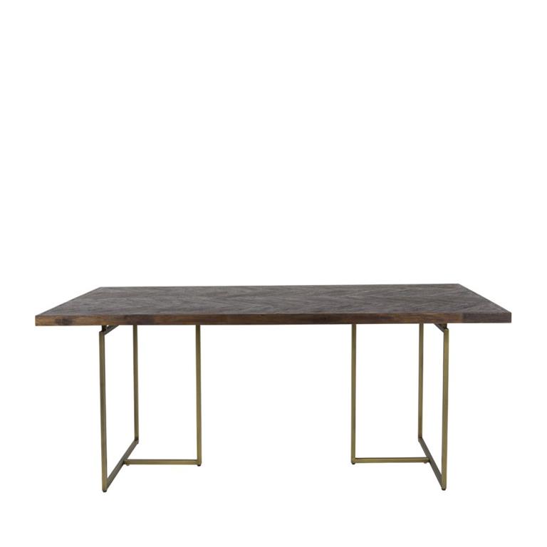 Table de repas en bois d'Acacia et laiton