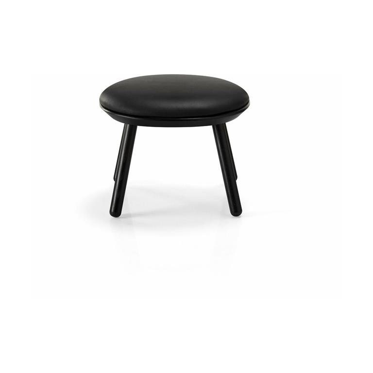 Tabouret en frêne noir et cuir noir Naïve - Emko