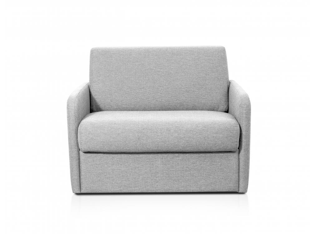 Fauteuil Convertible Express en tissu - Matelas 70x190 cm - Gris clair