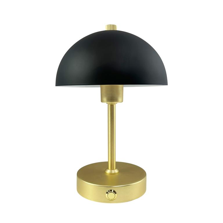 Lampe à poser en métal noir/laiton rechargeable