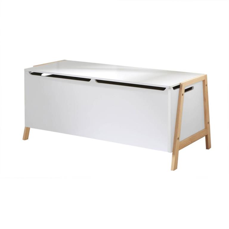 Coffre de rangement avec 2 compartiments pour enfant L99 cm - Blanc