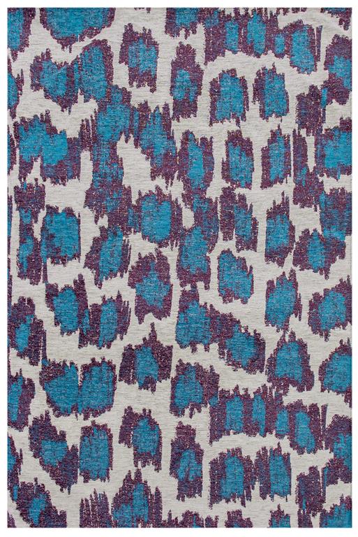 Tapis de salon moderne tissé plat bleu canard 240x340 cm