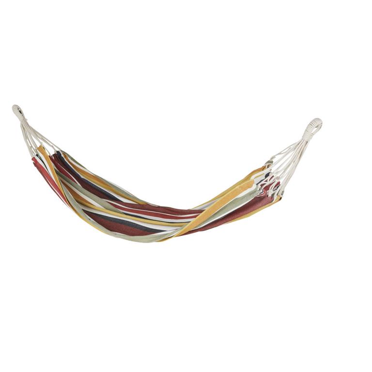 Hamac tissé en coton recyclé à rayures multicolores 100x200