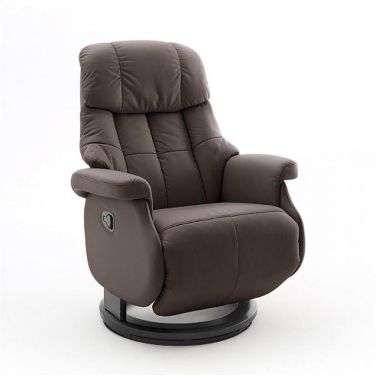 Fauteuil relax manuel PABLO assise confortable en cuir marron piétement bois noir