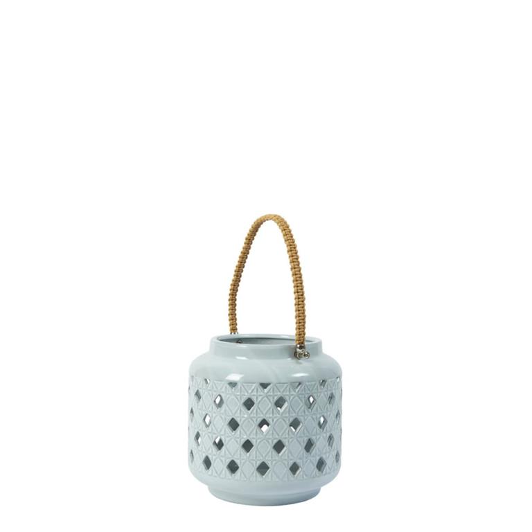 Lanterne décorative en grès gris H21