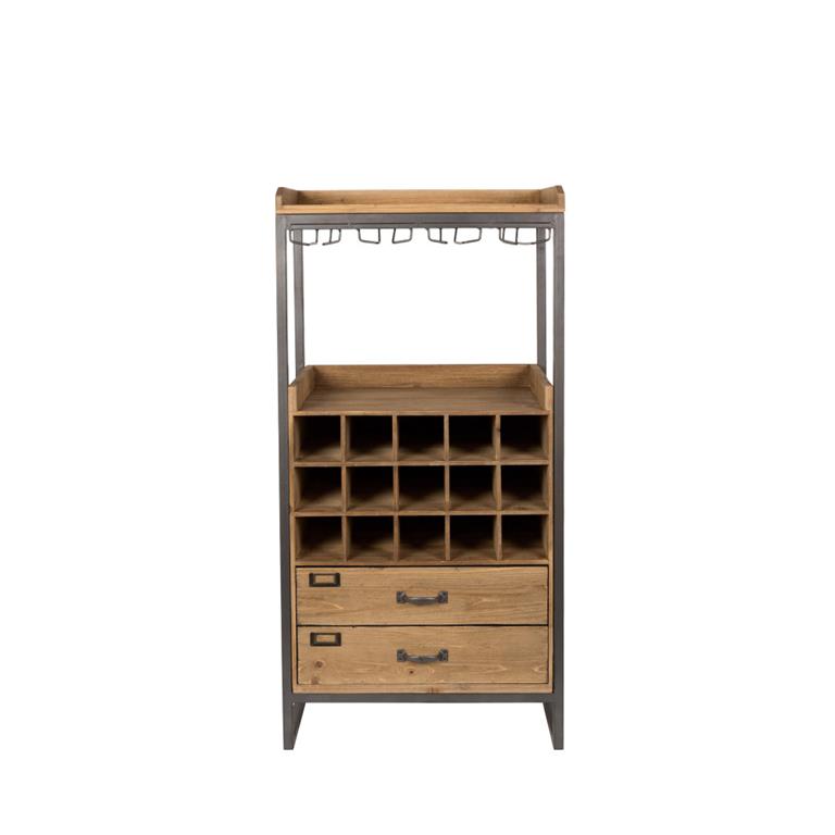 Le style vintage de l'armoire bar à vin vintage Edgar est idéal pour une décoration moderne ou rétro. Elle peut recevoir jusqu'à 15 bouteilles et permet aussi d'accueillir quelques verres. Equipé d'un plateau supérieur en bois de ...