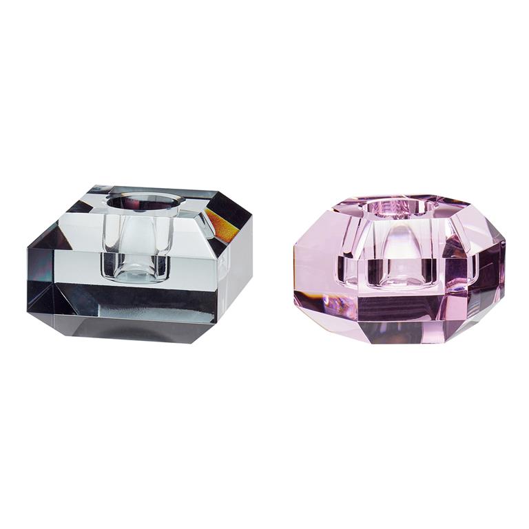 Vous cherchez des pièces d'éclairage décoratives uniques et intemporelles ? Les gem bougeoirs rouge pâle et gris fumé sont faits pour vous. Fabriqués à la main avec du cristal biseauté, ...