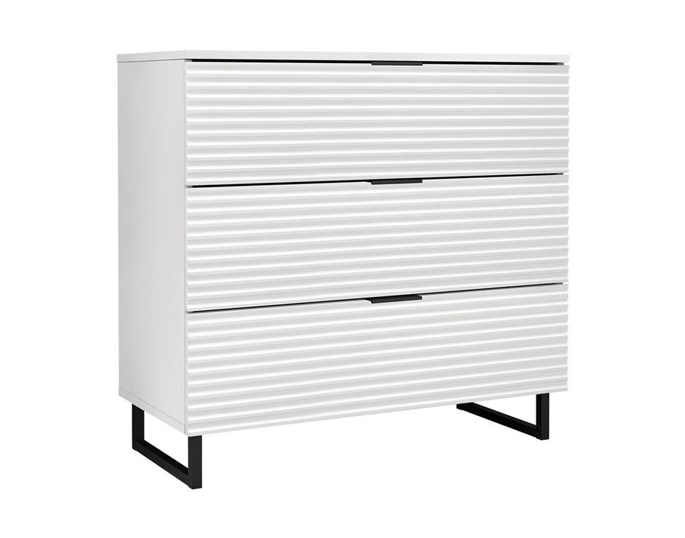 Commode 3 tiroirs 80 cm blanc / noir
