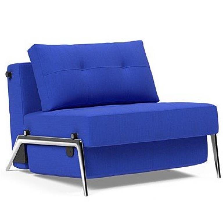 INNOVATION LIVING  Fauteuil design CUBED 02 ALU convertible 200x90cm tissu Elegance Ultramarine