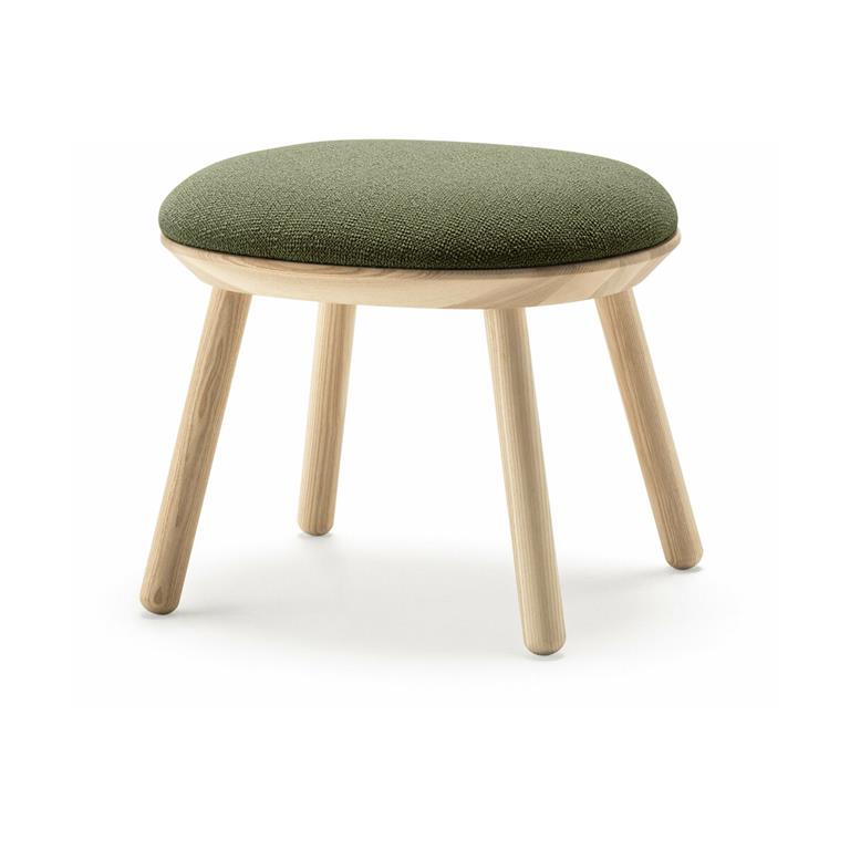 Tabouret en frêne et tissu vert Naïve - Emko