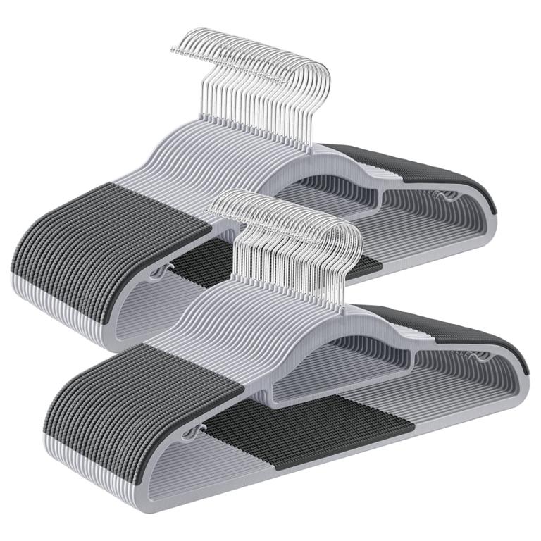 Cintres 50 pièces antidérapant largeur 42 cm gris clair et gris sûr