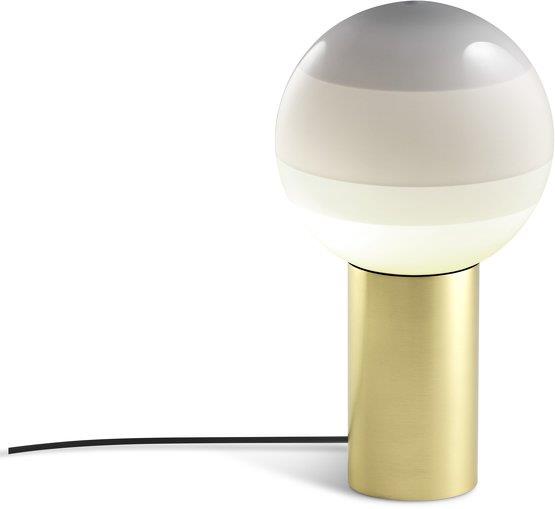 Lampe de bureau en métal et verre soufflé blanc et doré Dipping