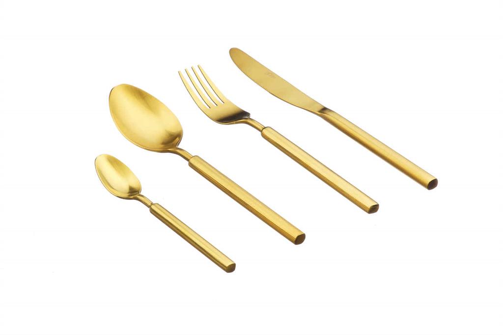 Lot de 24 ménagères en inox or D-