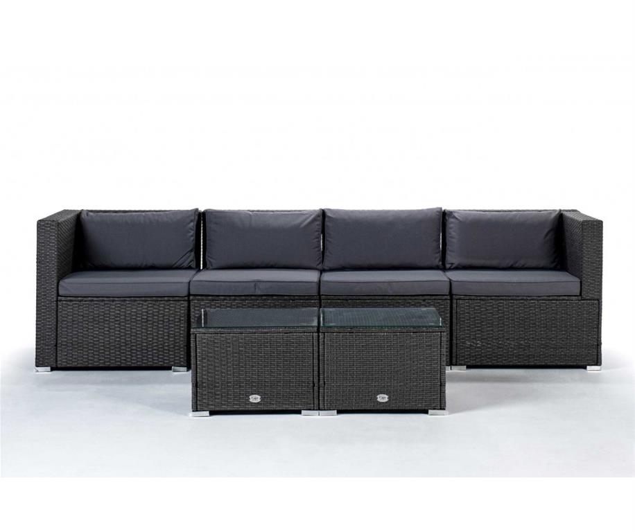 Salon de jardin Canapé Quadruple avec table double 4 Places Gris
