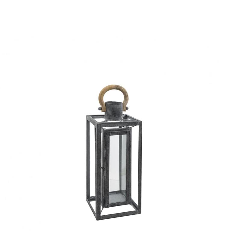 Lanterne décorative en verre gris H40