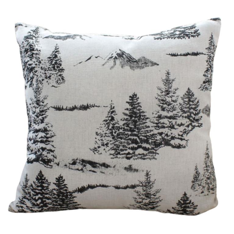 Coussin déhoussable 40 x 40 cm coton recyclé chambray esprit montagne