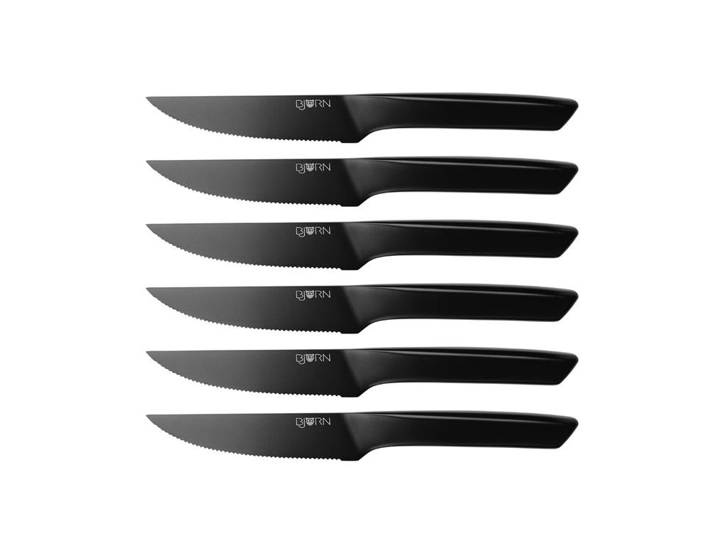 Lot de 6 couteaux à steack en inox noir