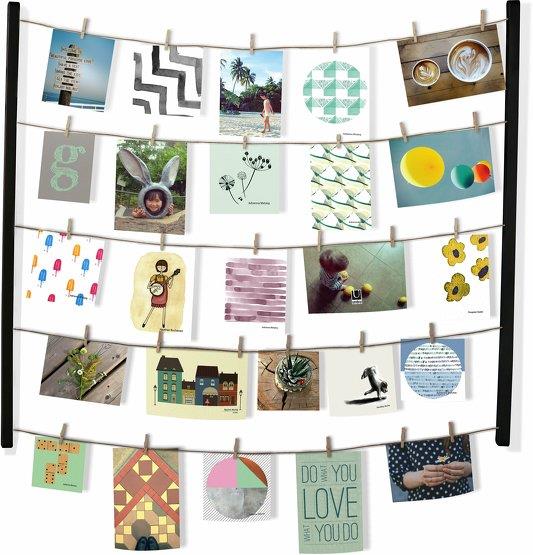 Porte-photos mural en bois MDF noir 66x76 cm Hangit - Umbra