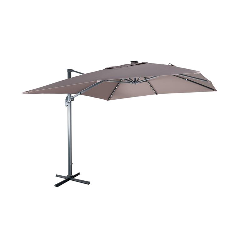 Parasol déporté solaire led 3x3m taupe 