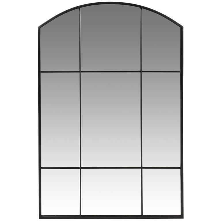 Miroir fenêtre rectangulaire arrondi en métal noir 60x90