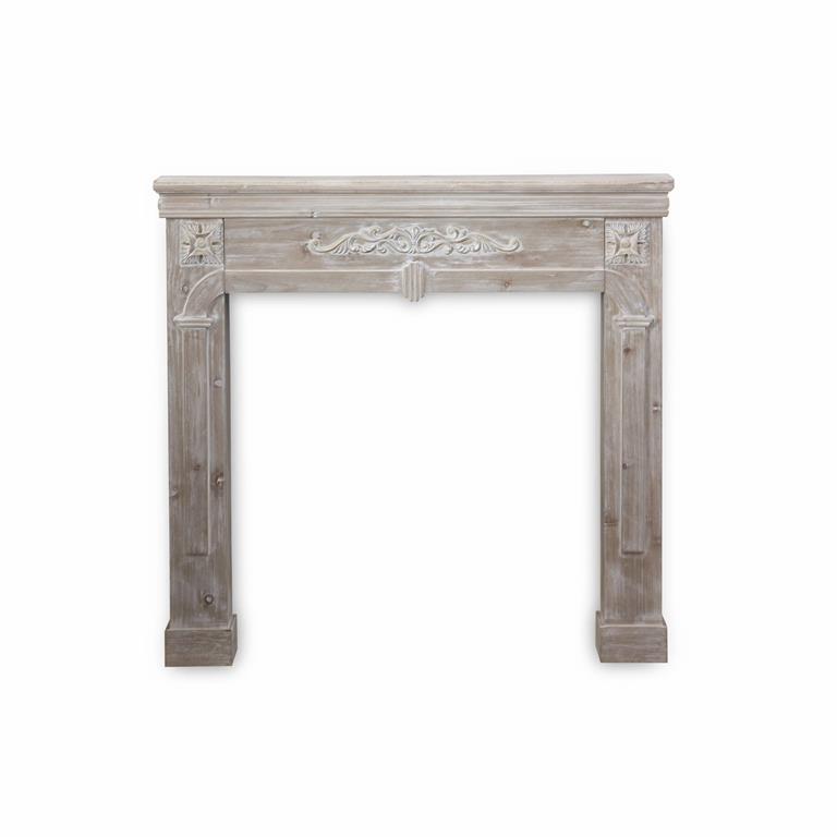 Manteau de cheminée décor bois cérusé