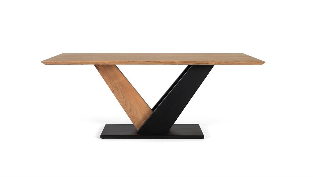 Table à manger en bois d'acacia et métal