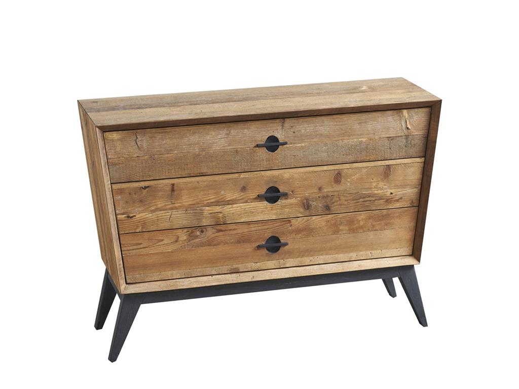 Commode 3 tiroirs en bois de vieux pin 