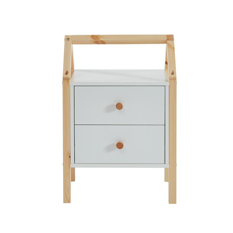 Table de chevet enfant   blanc  2 tiroirs
