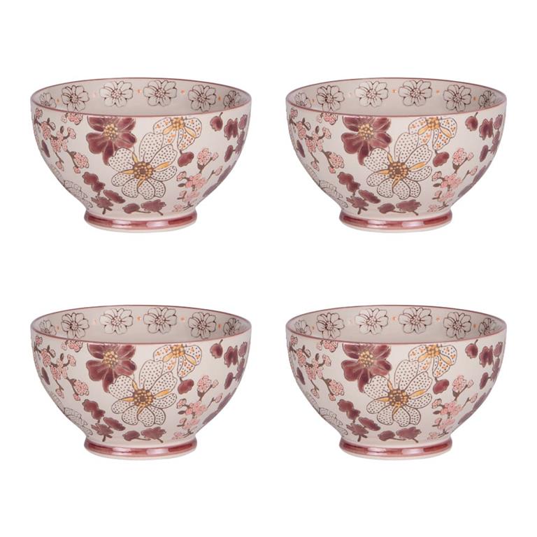 Coffret 4 bols   14 cm multicolores en grès