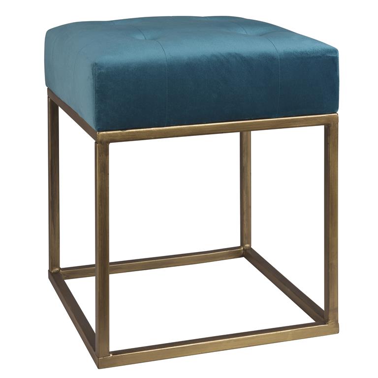 Pouf carré vert et métal doré