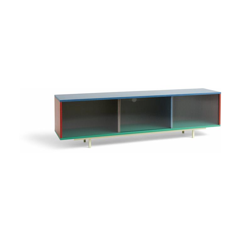 Meuble tv en bois Multi à portes vitrées 180 cm Colour Cabinet