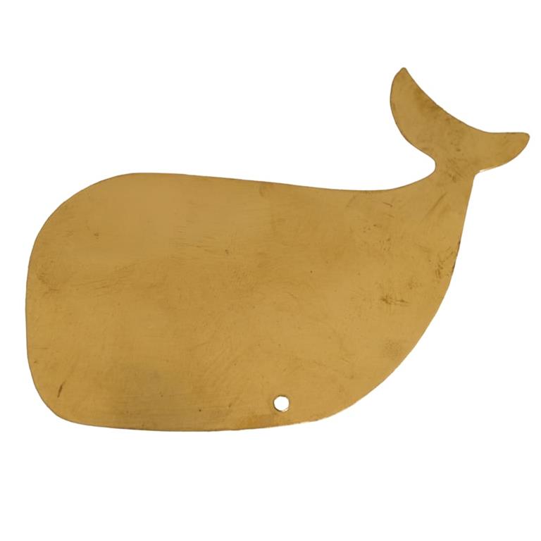 Déco murale baleine en laiton métal doré 9x7 cm