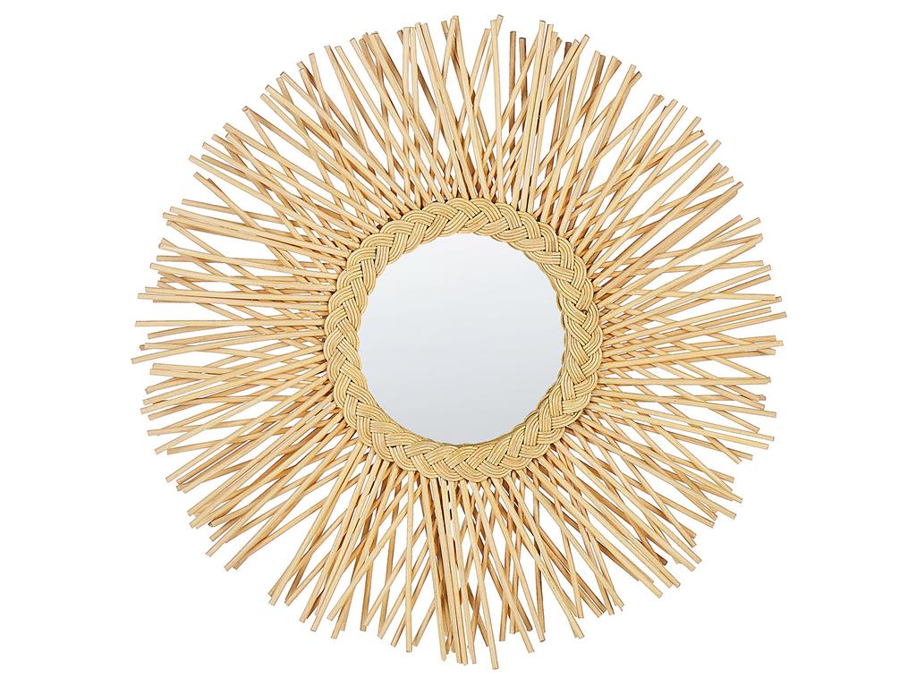Miroir en rotin naturel 60x60