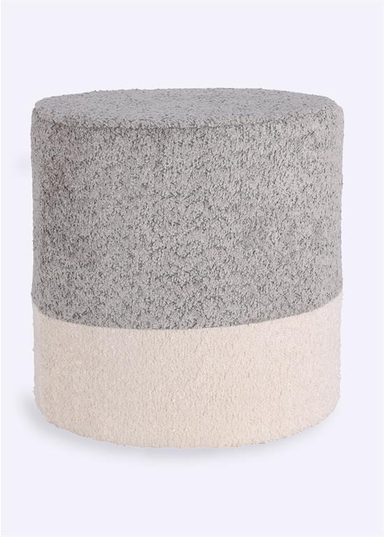Pouf foncé bicolore rond aspect laineux - KP-AAK400020 - Gris - Polyester - Taille 