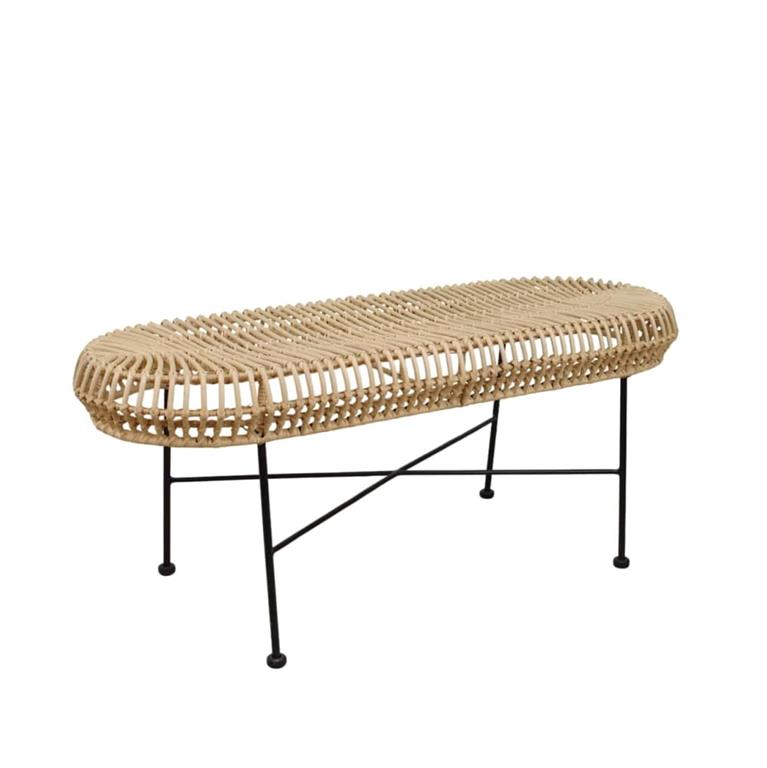 Banc métal et rotin