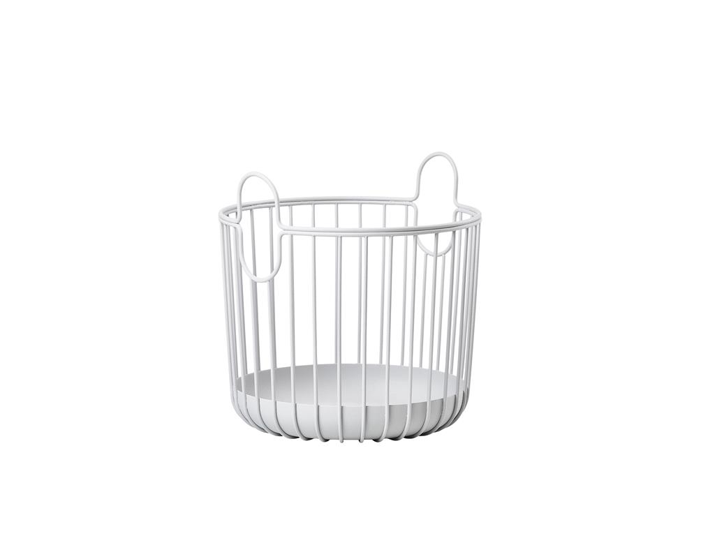 Panier en acier laqué gris clair