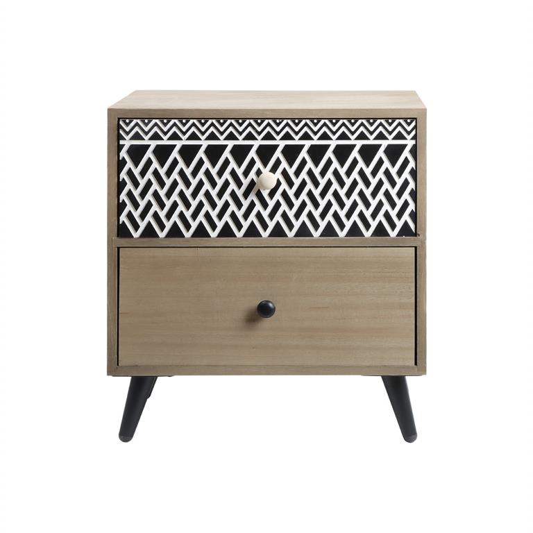 Table de chevet scandinave avec 2 tiroirs en bois marron