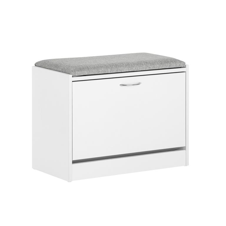 Banc à chaussures 1 abattant avec coussin effect bois gris