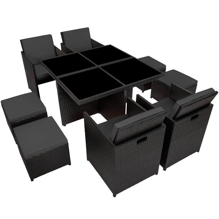 Salon de jardin cadre aluminium Résistant aux intempéries et UV noir