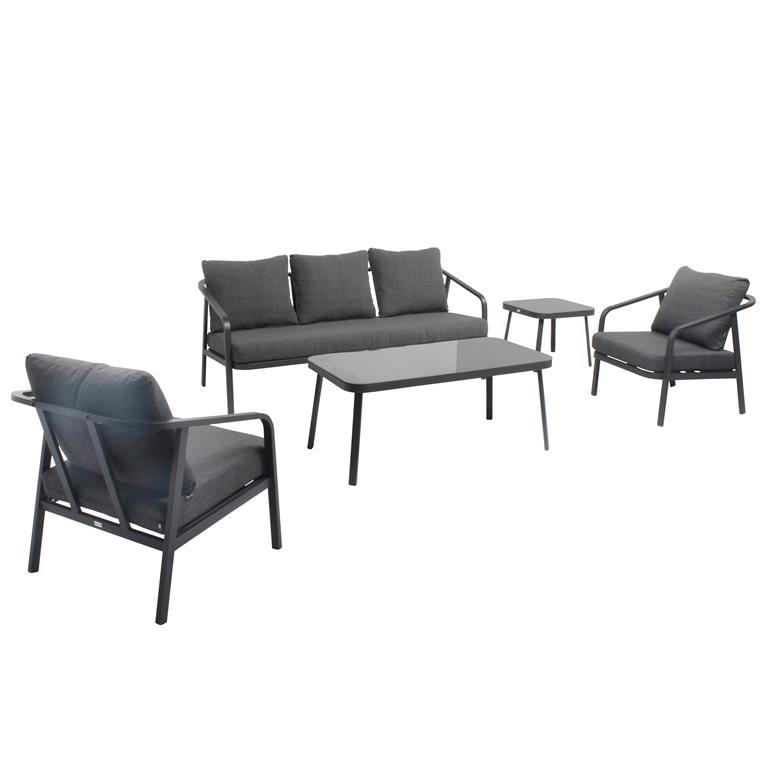 Salon de jardin 5 place en aluminium gris anthracite