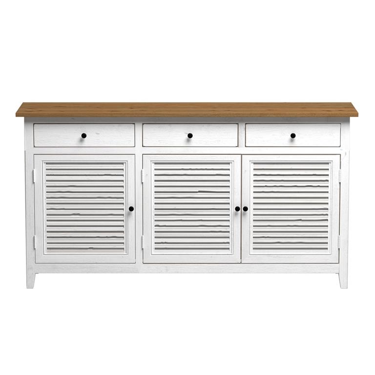 Buffet en bois recyclé blanc effet vieilli