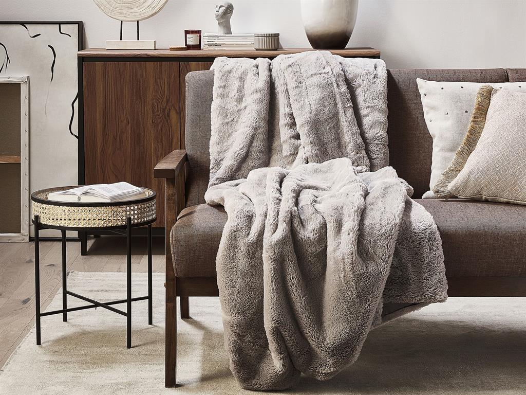 Couverture en polyester gris 200x150cm