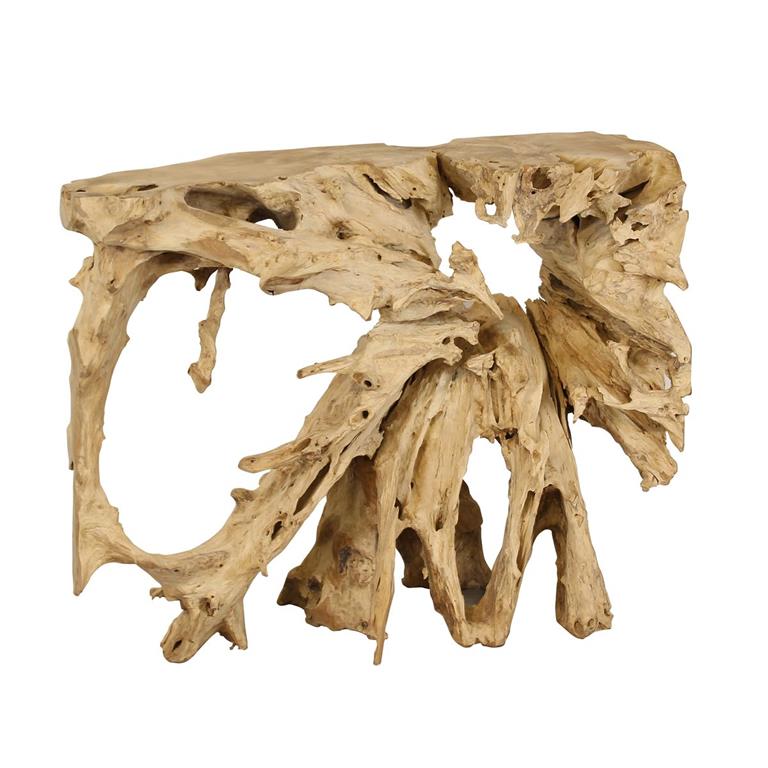 Console en racine de teck blanchi