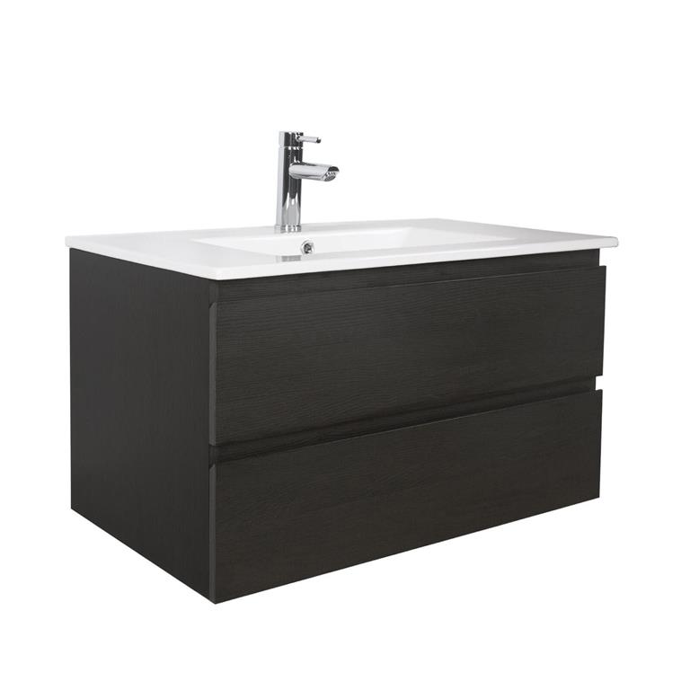 Meuble simple vasque décor chêne carbone 80cm 
