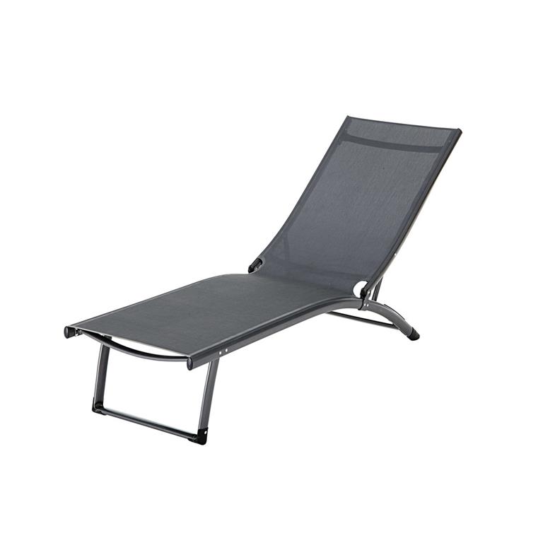 Bain de soleil en aluminium et toile plastifiée gris anthracite
