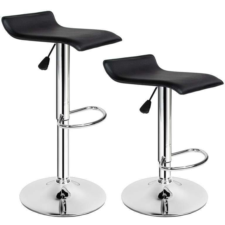 Lot de 2 tabourets bar cuir synthétique Hauteur d'assise 57-77cm noir