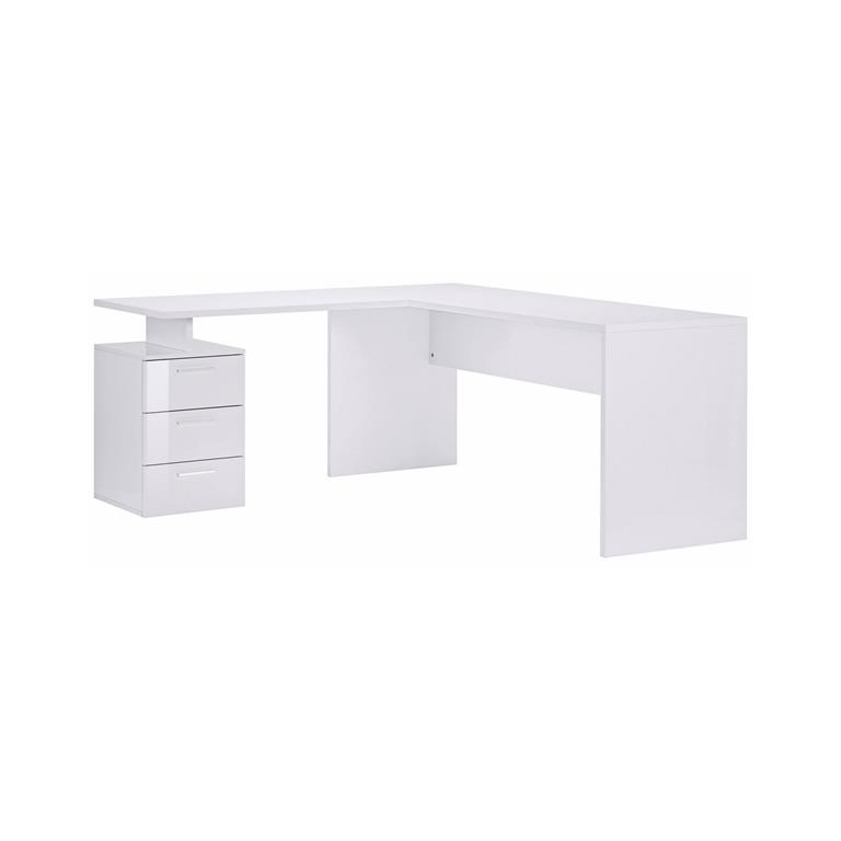Bureau effet bois blanc brillant 160x60 cm